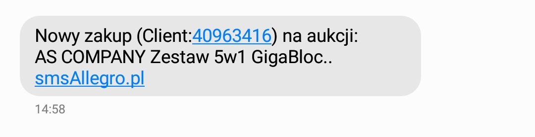 sms z nową transakcją